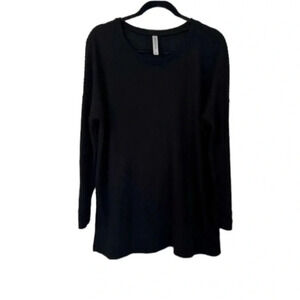 Zenana Outfitters Women’s Long Sleeve Black Waffle Lightweight Sweater Sz L GUC